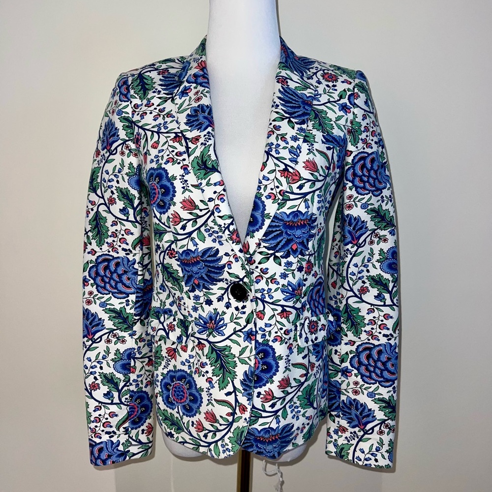 Jack Wills Blue and Green Floral Blazer (Size US 0 / UK 4)